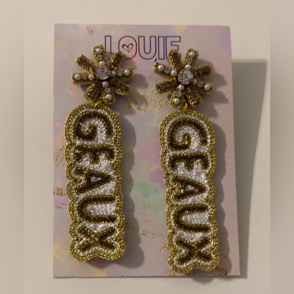 Gold and White Statement Earrings